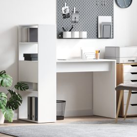  Asztal tárolással Fehér 113x54x120 cm Szerelt fa