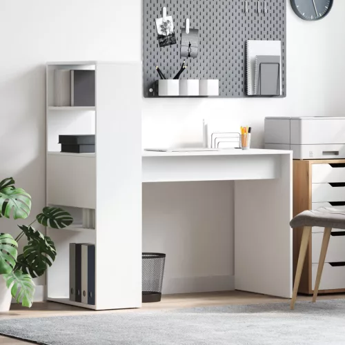  Asztal tárolással Fehér 113x54x120 cm Szerelt fa