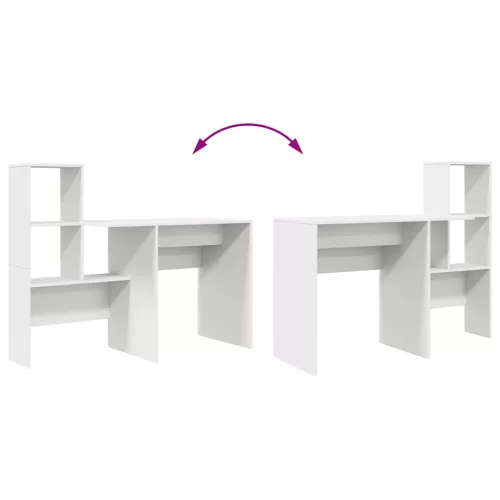  Asztal polcokkal tárolóval Fehér 131.5 x 50 x 106.5 cm Faanyag