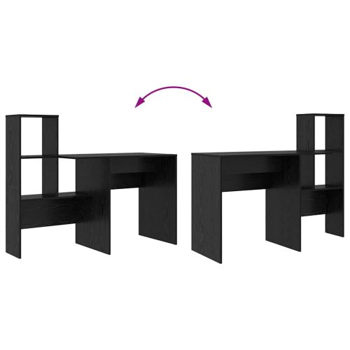  Asztal polcokkal Musta tammi 131.5 x 50 x 106.5 cm Faanyag