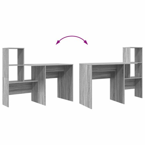  Asztal polcokkal Szürke sonoma 131.5 x 50 x 106.5 cm Faanyag