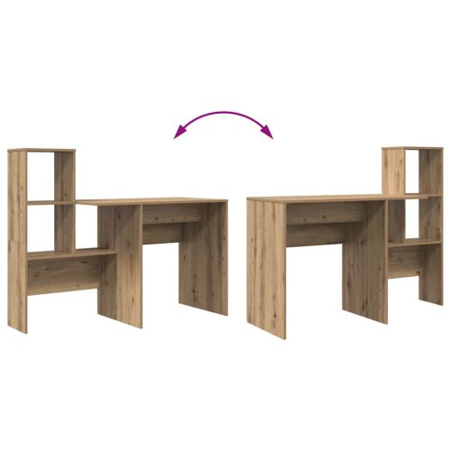  Asztal polcokkal kézműves tölgy 131.5 x 50 x 106.5 cm Faanyag