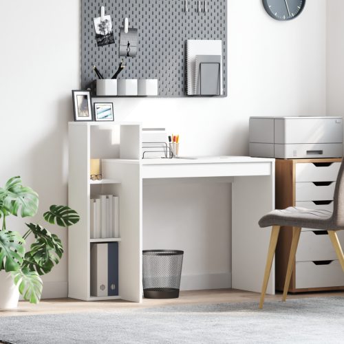  Számítógépasztal Fehér Mérnöki fa Kompakt Tárolás
