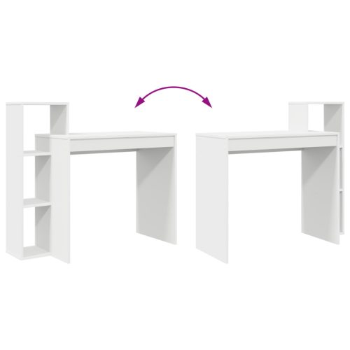  Számítógépasztal Fehér Mérnöki fa Kompakt Tárolás