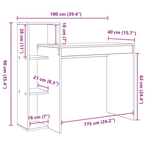  Számítógépasztal Fehér Mérnöki fa Kompakt Tárolás