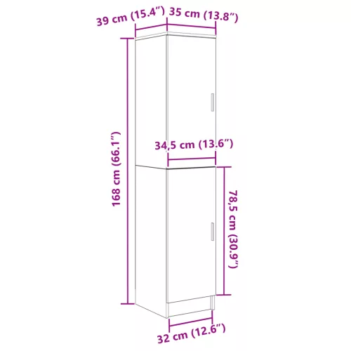  Büfé Szekrény Füstölt tölgy Szerelt fa Nagy Büfé Szekrény