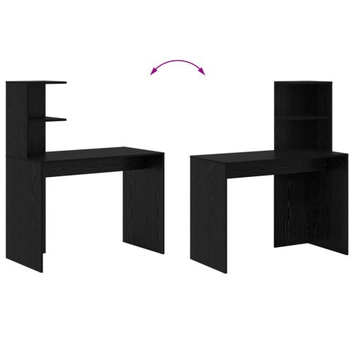  Fekete tölgy íróasztal Fekete tölgy MDF, lamellás Kompakt Polcos