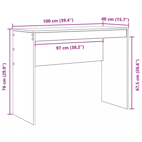 Íróasztal Füstölt tölgy Szerelt fa 100 x 40 x 76 cm