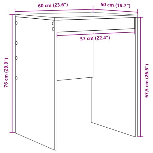  Íróasztal Fekete tölgy Szerelt fa 60 x 50 x 76 cm Íróasztal