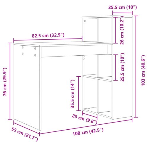  Íróasztal Beton szürke Mérnöki fa betonfelülettel Közepes
