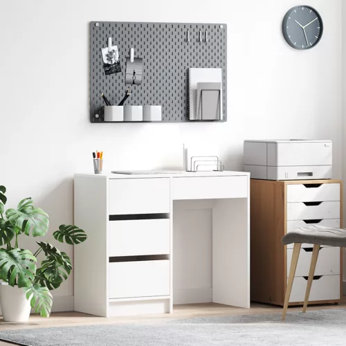 Asztal fiókkal tárolóval Fehér 90 x 37.5 x 75 cm Faanyag