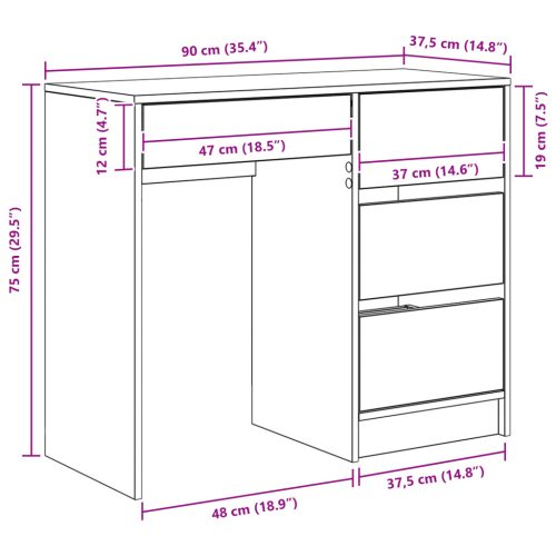  Barna Íróasztal Füstölt Tölgy Mérnöki Fa Közepes Íróasztal