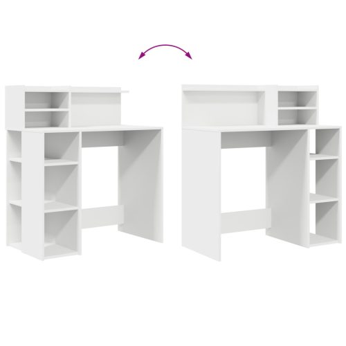  Tárolós íróasztal Fehér 90x48x101.5 cm Mérnökileg megmunkált fa