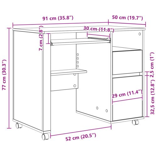  Barna Számítógép Asztal Régi Fa Forgácslap, Fém Standard