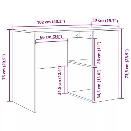  Íróasztal Füstölt tölgy Szerelt fa Közepes Íróasztal