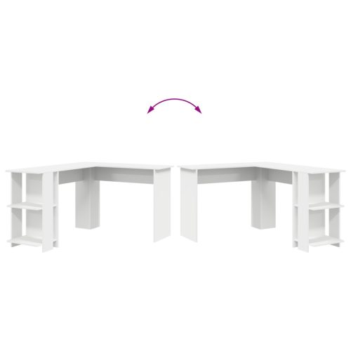  Fehér sarokíróasztal Fehér Faforgácslap Nagy Tárolás