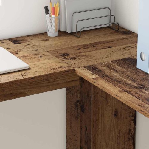  Sarokíróasztal polcokkal Öreg fa 140 x 113,5 x 75 cm Faanyag