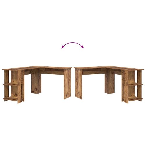  Sarokíróasztal polcokkal Öreg fa 140 x 113,5 x 75 cm Faanyag