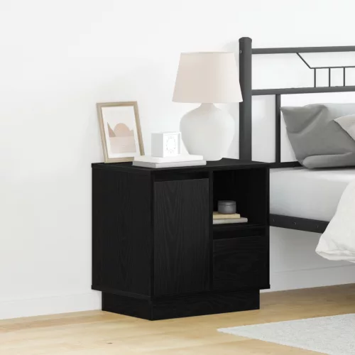  Éjjeli szekrények LED-del 2 db Fekete tölgy 50x34,5x50 cm