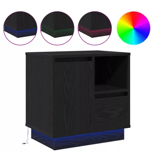  Éjjeli szekrények LED-del 2 db Fekete tölgy 50x34,5x50 cm