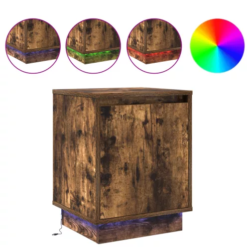  Éjjeli szekrény LED világítással 2 db Füstölt tölgy 39x34,5x50 cm