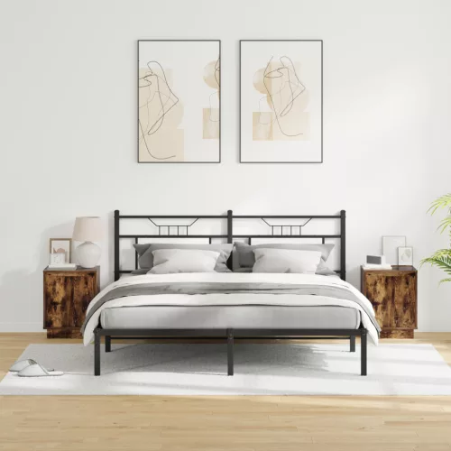  Éjjeli szekrény LED világítással 2 db Füstölt tölgy 39x34,5x50 cm