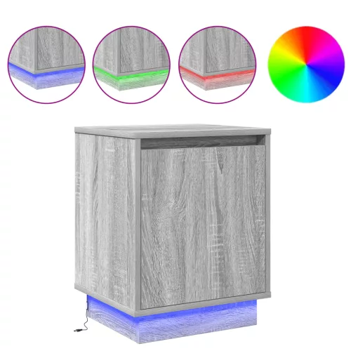  Éjjeli szekrény LED világítással 2 db Szürke Sonoma 39x34,5x50 cm