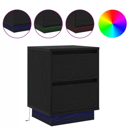  Éjjeli Szekrények LED Világítással 2 db Fekete 39x34.5x50 cm