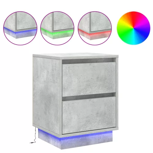  Éjjeli Szekrények LED világítással 2 db Beton szürke 39x34.5x50 cm