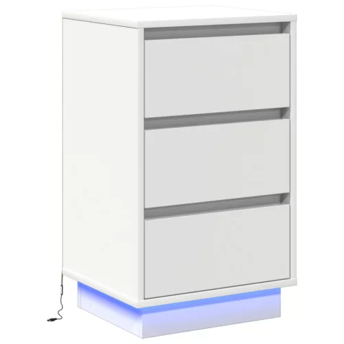  éjjeli szekrény LED világítással, fehér 39x34,5x65 cm szerelt fa