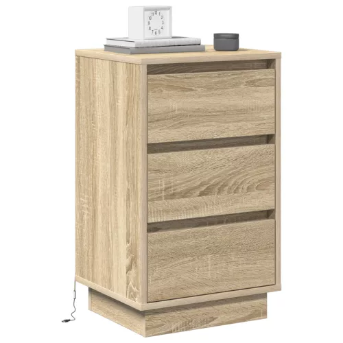  Éjjeli kabinet LED világítással Sonoma tölgy 39x34,5x65 cm Szerelt fa