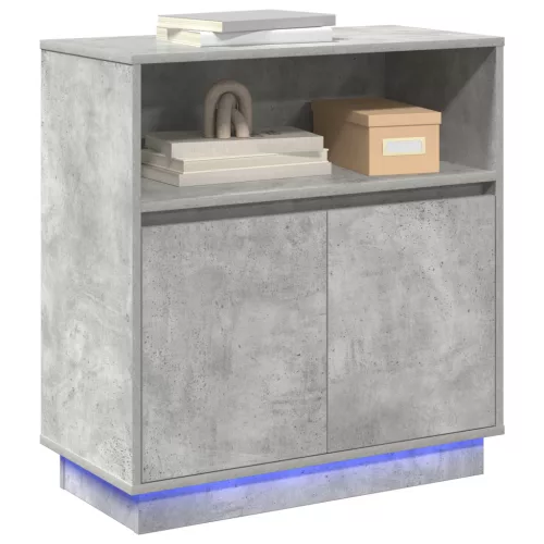  Led világítással ellátott oldalszekrény Beton Szürke 71x34,5x75 cm Műanyag