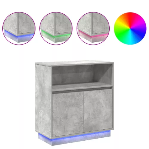  Led világítással ellátott oldalszekrény Beton Szürke 71x34,5x75 cm Műanyag