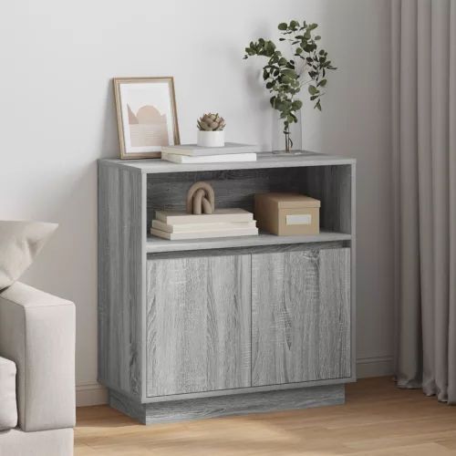  LED-es szekrény Szürke Sonoma 71x34,5x75 cm Mérnöki fa