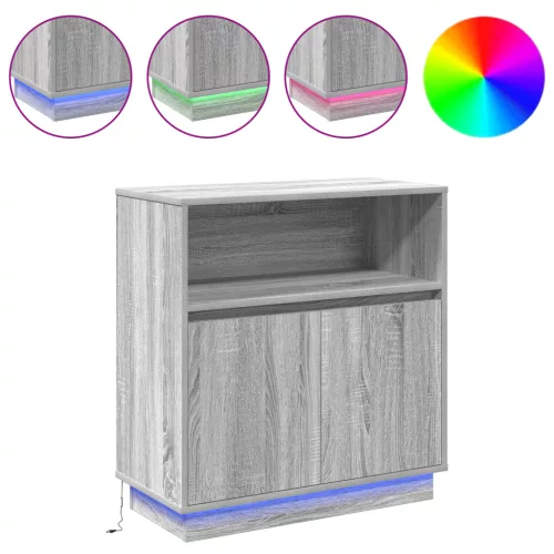 LED-es szekrény Szürke Sonoma 71x34,5x75 cm Mérnöki fa