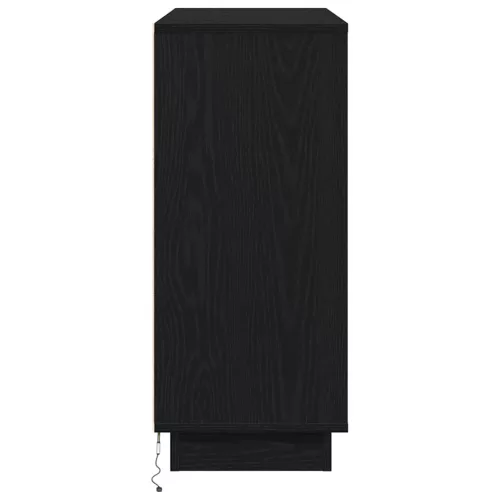  LED tálaló polcokkal Fekete tölgy 90 x 32 x 75 cm Faanyag