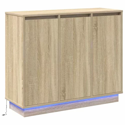  LED tálaló polcokkal Sonoma tölgy 90 x 32 x 75 cm Faanyag