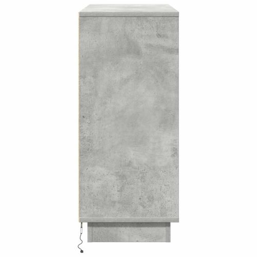 LED tálaló polcokkal Beton Szürke 90 x 32 x 75 cm Faanyag