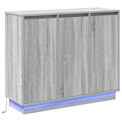  LED tálaló polcokkal Szürke Sonoma 90 x 32 x 75 cm Faanyag