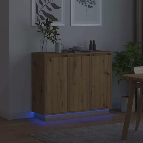  LED tálaló polcokkal Artisan tölgy 90 x 32 x 75 cm Faanyag