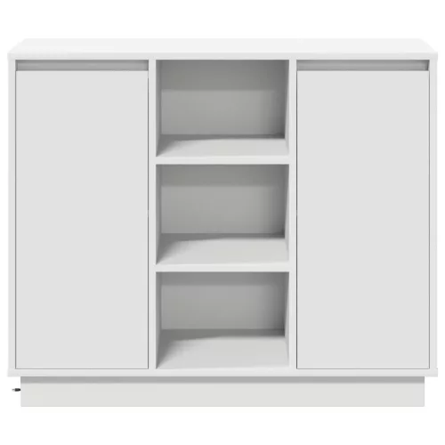  LED-es oldalszekrény Fehér 90x32x75 cm Mérnöki fa