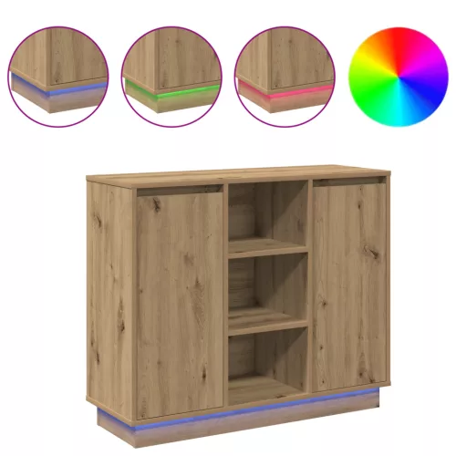  Tálca LED Kézműves Tölgy 90x32x75 cm Szerelt Fa