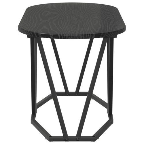  Fekete Tömörfa Dohányzóasztal 80x40x40,5 cm Műgyantával és Fémmel