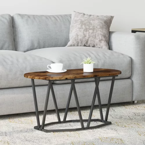  Kávézóasztal Füstölt Tölgy 80x40x40,5 cm Iparilag Kezelt Fa és Fém