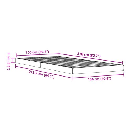  Padlószintű Ágykeret 100x210 cm Tömör Fa Fenyő
