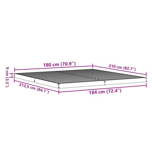  Padlószintű Ágykeret Fehér 180x210 cm Tömör Fenyő