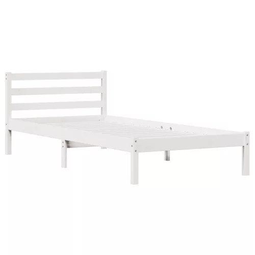 Ágykeret Fejtámlával Fehér 100x220 cm Tömör Fenyő