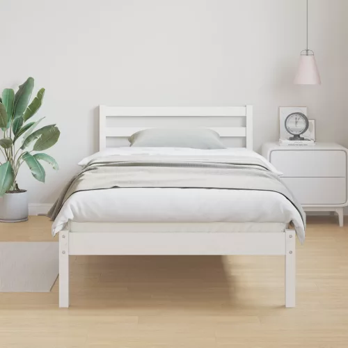  Ágykeret Fejtámlával Fehér 100x220 cm Tömör Fenyő