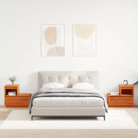    Éjjeliszekrény 2 pcs Viaszbarna 60 x 34 x 51 cm Tömör fenyőfa
