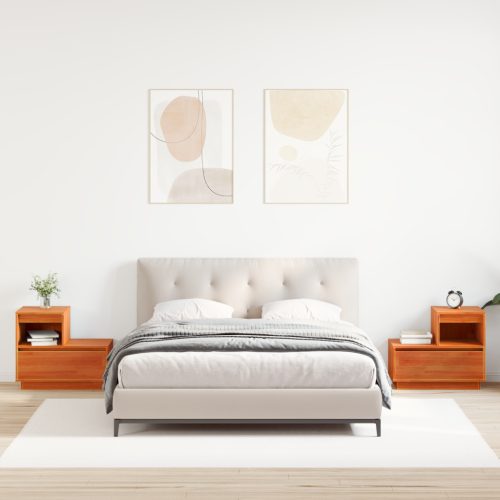  Éjjeliszekrény 2 pcs Viaszbarna 60 x 34 x 51 cm Tömör fenyőfa